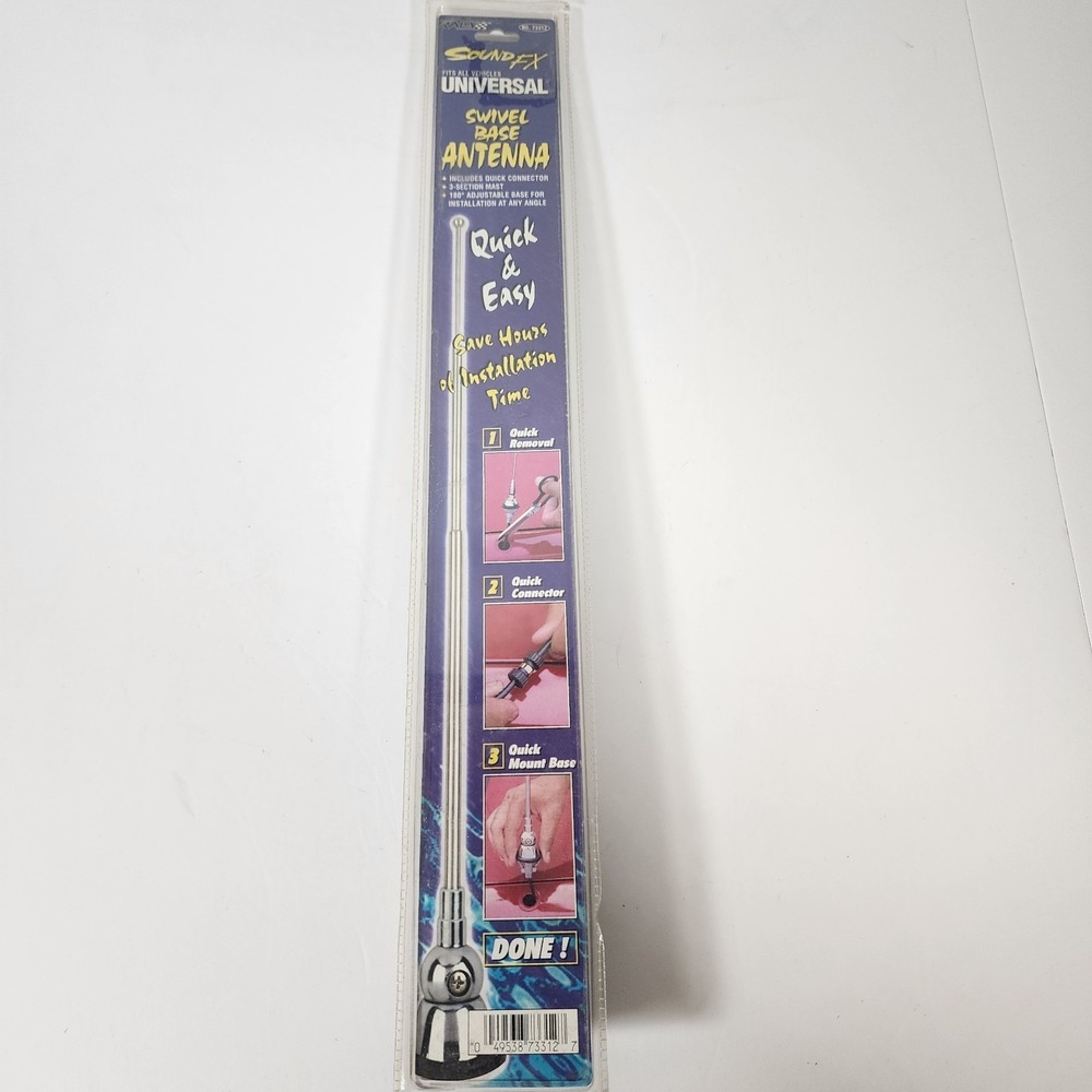 Rally Sound FX Universal‎ Swivel Base Antenna #73312 New Sealed Chrome